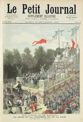 Page de titre représentant la fête nationale du 22 septembre célébrant le centenaire de la proclamation de la République, illustration tirée du supplément illustré du Petit Journal, 24 septembre 1892